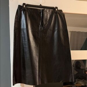 Banana Republic Black Leather Pencil Skirt